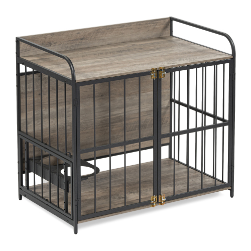 Dog Cage Furniture With Adjustable Feeding Rack For Medium-sized Dogs Dog Cage Furniture With Adjustable Feeding Rack For Medium-sized Dogs